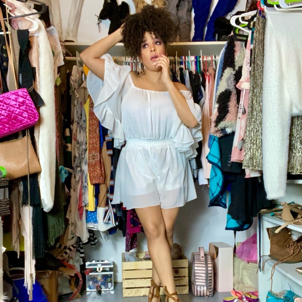 Ruffle Off Shoulder Romper - Picture 6 of 6